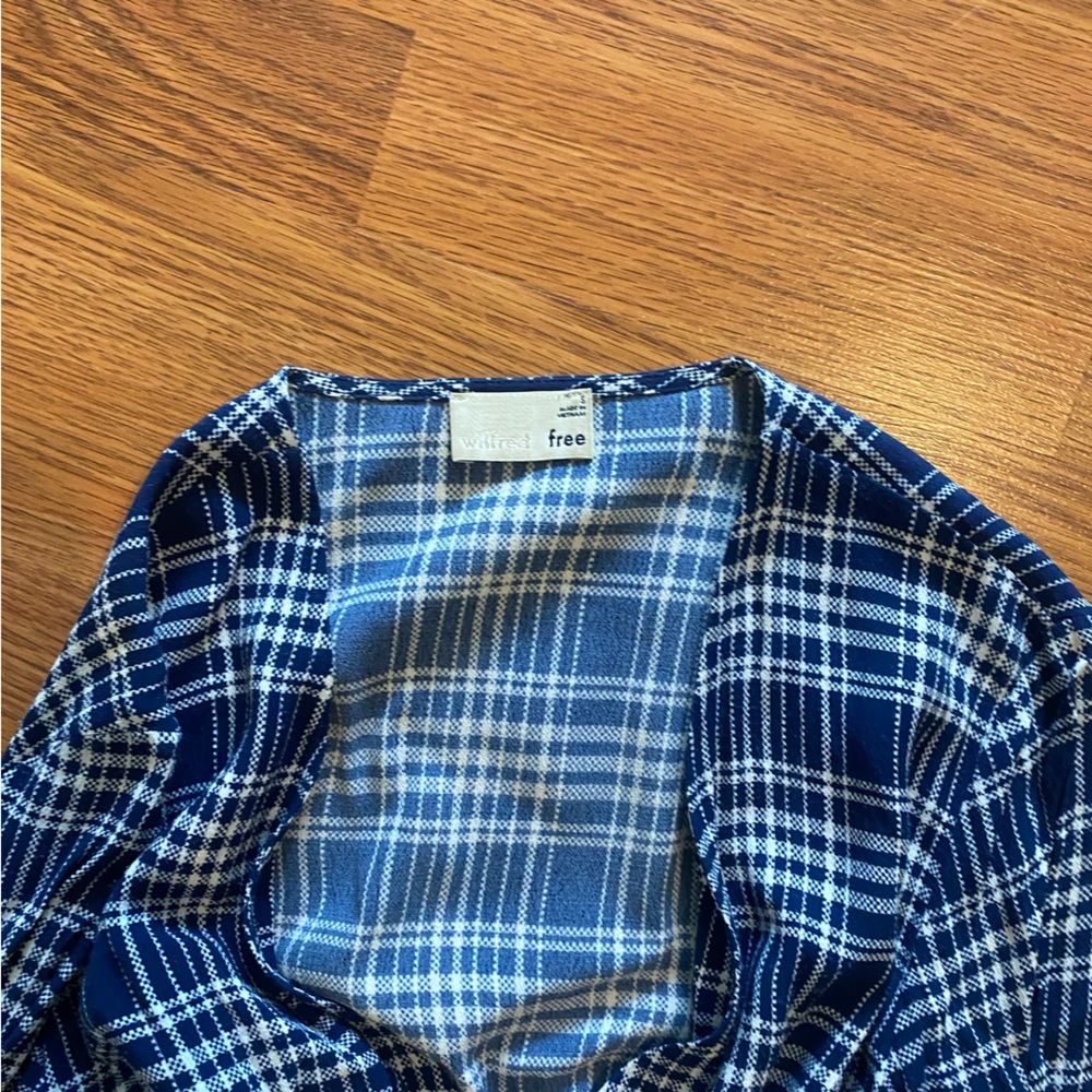 Wilfred Plaid Tie-Waist Wrap Top - Navy - Picture 2 of 4